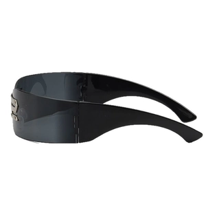 Cyberpunk rectangle frameless oversized sunglasses with sleek futuristic black temples