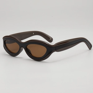 Lunettes De Soleil Chat Mode Rétro Monture PC Verre AC Protection UV400 Pour Voyages En Plein Air Bordure Métallique Couleur Contrastée Femmes