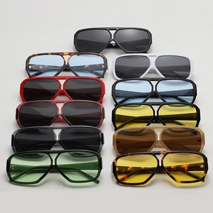 Detailed assortment of retro double-bridge pilot sunglasses in multiple vibrant colors
