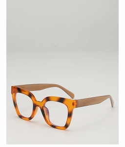 Detail of tortoise shell square frames with visible internal metal structures and temple tips