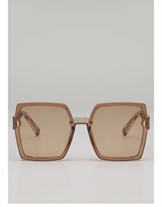 Détails de lunettes de soleil carrées champagne avec charnières en métal doré