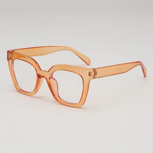 Stylish square amber tortoiseshell glasses frame for women with large retro design