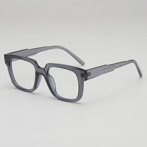 Square dark grey transparent optical frame glasses for anti-blue light use