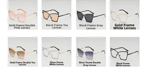 Cat eye metal frame butterfly sunglasses in various gradient lens colors collection