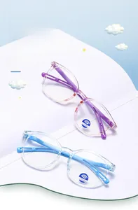 Lot de deux paires de lunettes anti-lumière bleue pour enfants, rose et bleu cristal