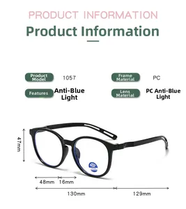 Tableau des dimensions pour lunettes anti-lumière bleue rondes rétro pour enfants