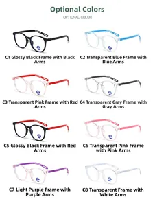 Plusieurs couleurs de lunettes anti-lumière bleue à monture ronde pour enfants en grille