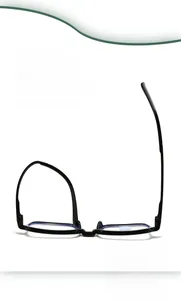 Detail showing the ultra-flexible silicone frame of black square anti-blue light glasses