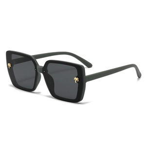 Square Oversized Sunglasses PC Frame AC Lens UV400 Protection Palm Tree Metal Decoration Fashion Vacation For Women Men