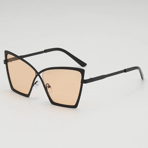 Women Oversized Butterfly Sunglasses Metal Frame X-Cross Bridge UV400 Anti Blue Light Fashion Cat Eye Glasses