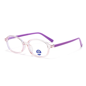 Kids vintage oval blue light blocking glasses in pink and violet candy colors