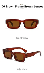 Vues de face et de côté de lunettes de soleil rectangulaires avec verres thé