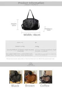 Spécifications de taille et options de couleur pour ce grand sac à main en cuir PU