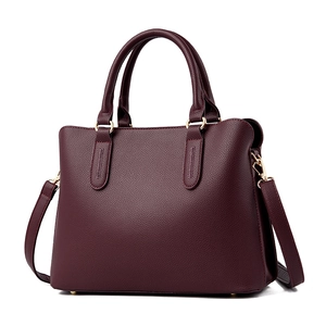 Litchi Grain PU Leather Tote Bag For Women Korean Style Stitched Shoulder Crossbody Handbag With Golden Hardware