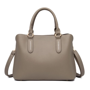 Elephant grey lychee texture tote bag with stitching detail and gold ring hardware