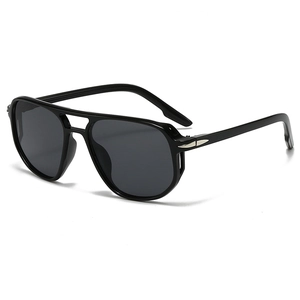 Lunettes de Soleil Carrées à la Mode avec Double Pont pour Hommes Femmes Style Pilote Protection UV400 Monture en PC Rétro Lentilles en AC Lunettes de Voyage