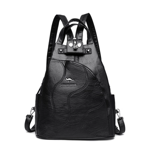 Fashion Women Backpack PU Leather Litchi Texture Color Contrast Casual Travel School Bag For Ladies