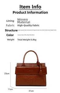 Detailed dimension guide for caramel snakeskin leather tote bag showing 31x23x11cm size