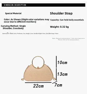 Detailed size specifications of the light beige lace evening clutch with gold handles