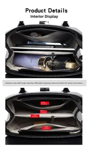 Detail view of large shoulder bag interior showing compartments and storage capacity
