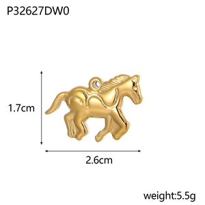 Pendentif cheval en acier inoxydable doré pour création bijoux DIY 1.7x2.6cm