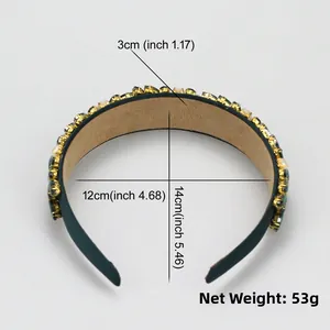 Baroque padded headband with rhinestones and pearls featuring 3cm width and 53g net weight