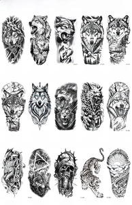 Collection of waterproof temporary tattoo stickers featuring wolf and tribal designs