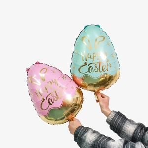 Easter egg aluminum balloons with Happy Easter prints and rabbit ear decorations