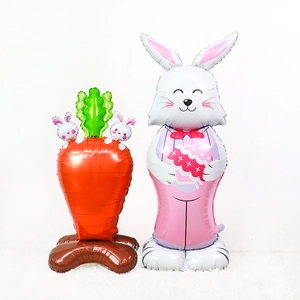 Easter bunny and carrot foil balloon set for holiday party scene decoration and layout