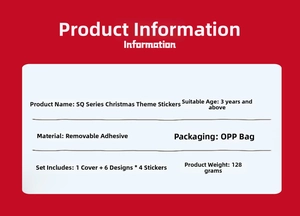 Detailed specifications for Christmas DIY sticker set with removable adhesive features