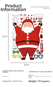 Macro view of DIY Christmas stickers showing self-adhesive accessories and sheet size