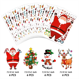 24 PCS Christmas DIY stickers set featuring Santa, Reindeer and Snowman for kids