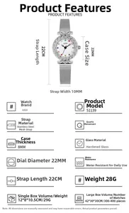 Detailed specs of GEDl silver stainless steel mesh strap watch with quartz movement