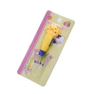 5-in-1 LED luminous earwax removal tool kit with cartoon cat design and clear tips