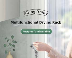 Close-up of durable stainless steel sock drying rack with multiple clips