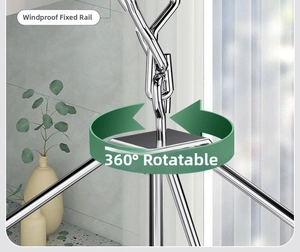 Close-up view of the 360-degree rotating hook mechanism on a metal drying rack.