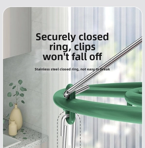 Close-up of stainless steel drying rack featuring a secure closed hanging ring