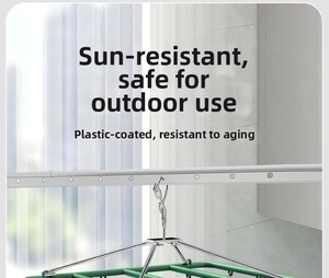 Macro detail of durable plastic-coated multi-clip clothes drying rack for balcony