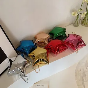 Borsa A Tracolla A Forma Di Stella Effetto Specchio Metallico Pelle PU Catena Dorata Borsa A Spalla Per Donne Festa Moda Stile Y2K