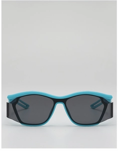 Blue and black sports sunglasses with polarized lenses and side shields for kids