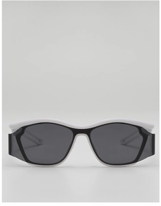 Detail of white sport frames and dark grey lenses for kids running and cycling sunglasses