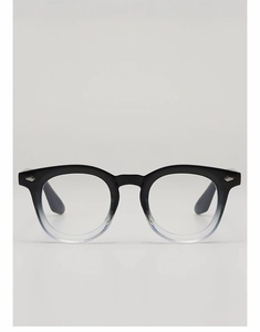 Detail of Boston round optical frame featuring black gradient finish and silver metal rivets