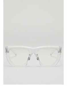 Front view of modern transparent square glasses frames with minimalist design