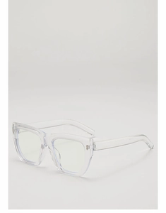 Detailed close-up of transparent square frames with thick high-quality resin finish