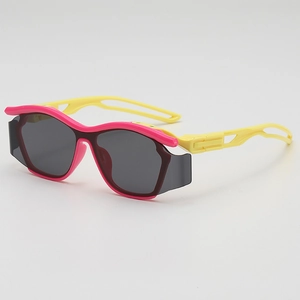 Kids Sport Sunglasses Wrap Around UV400 Protection Futuristic Side Shields PC Frame For Outdoor Cycling Running Boys Girls