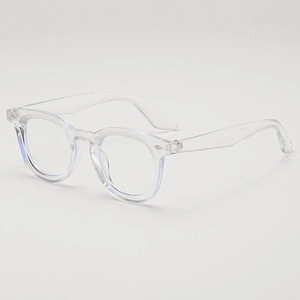 Ultralight transparent Wellington frames with silver rivets and anti-blue light lenses