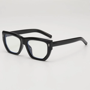 Fashion Square Anti Blue Light Glasses Frame Retro Ins Style PC Full Frame With Metal Rivets For Women Men Decor