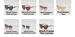 Collection of cat-eye sunglasses in various colors with high-quality functional lenses