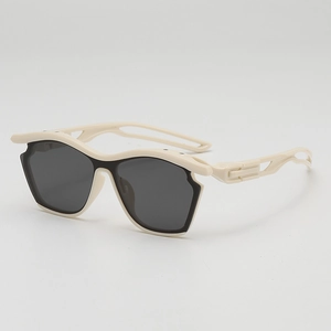 Kids outdoor sports sunglasses with cream geometric frame and grey UV protective lenses