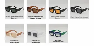 Grid display of vintage square thick frame sunglasses in seven diverse color combinations